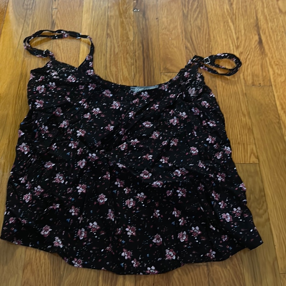 “Don’t Ask Why” 2 Black Floral Tank Top - Scroll to see both tops